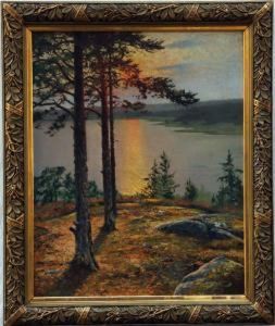 Solnedgang I Skargarden by August Wilhelm Nikolaus Hagborg