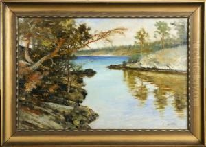 Kustlandskap, Signerad Hagborg by August Wilhelm Nikolaus Hagborg
