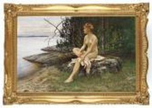 Efter Badet by August Wilhelm Nikolaus Hagborg