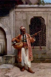 A Musician Playing Before A Mosque In Constantinople