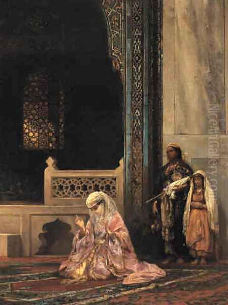 Turkish Lady Praying in the Green Mosque, Bursa - view 1