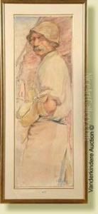 Ouvrier-carrier, Aquarelle Sur Papier by Victor Hageman