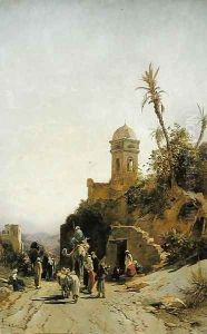 The Departing Caravan, Bethanin, c.1880 by Hermann David Solomon Corrodi