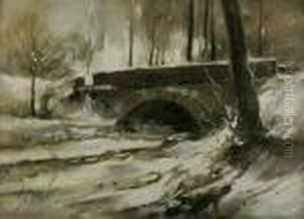 Brucke Uber Einen Vereisten Waldbach - view 1