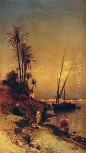 At The Water's Edge by Hermann David Solomon Corrodi