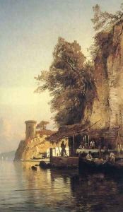 Italian Fisherfold By the Sea, Southern Italy by Hermann David Solomon Corrodi
