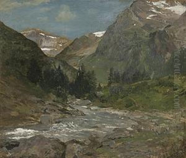 Alpenlandschaft Mit Gebirgsflus - view 1