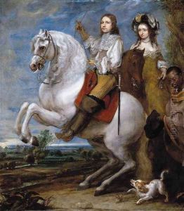 Equestrian Portrait of a Couple by Gonzales Coques