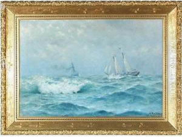 Hagerup, Pilot Ship Painting Rough Seas - view 1