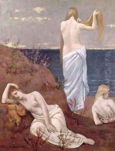 Young Girls by the Sea, before 1894 by Pierre Cecile Puvis de Chevannes