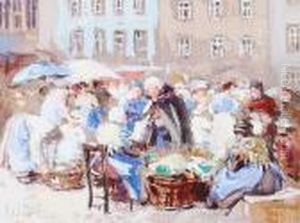 A Busy Market Day by George Charles Haite