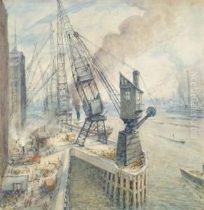View Of A Working River by George Charles Haite