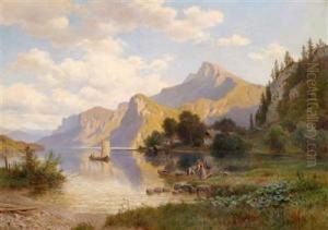 Heimkehr Derfischer An Einem Alpensee