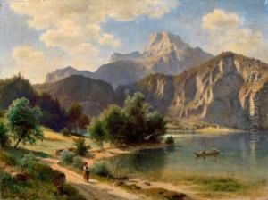 Partie Vom Mondsee Mit Derkienbergwand Und Dem Schafberg