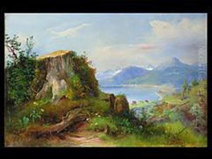 Blick Auf Einen See by Ludwig Halauska