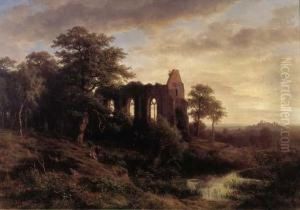 Abendlandschaft Mit Kirchenruine