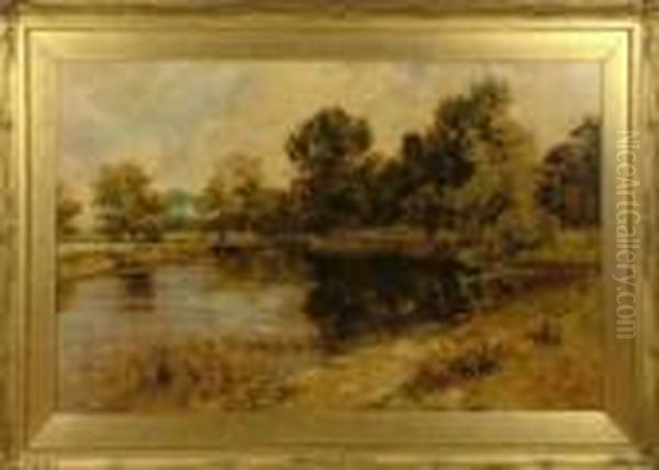 A Tree-lined River With A Narrow Boat And A Punt Tied Up Alongside A Houseboat - view 1