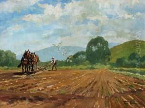 Ploughing Scene by Frederick Hall