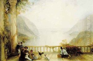Figures on a Balcony, probably at Westpoint, c.1840-45 by Thomas Creswick