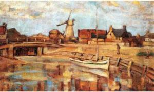 A Windmill By A Habour