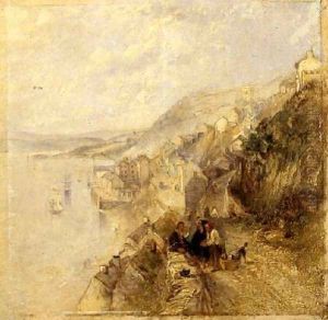 Figures Resting Above a Cove, Cork by Thomas Creswick