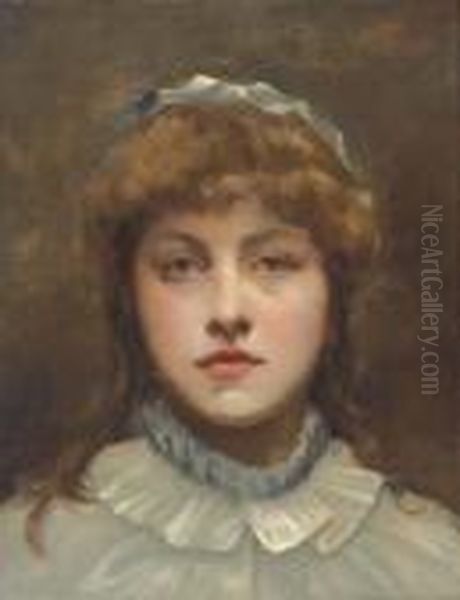 Portrait Of A Girl, Head-and-shoulders, In A White Dress - view 1