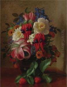 Still Life With Flowers And Strawberries