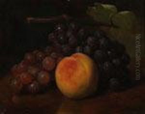 Still Life With Peach And Grapes by George Henry Hall