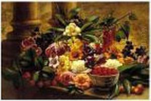Still Life With Bowl Of Raspberries by George Henry Hall