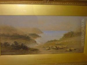 Coastal Scene With Sheep In The Foreground by George Lowthian Hall