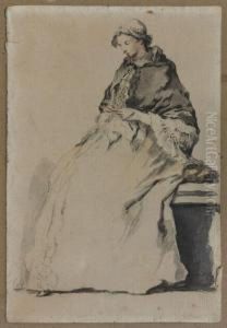 Femme Assise Cousant
