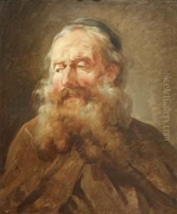 Vieillard Barbu A La Calotte En Buste