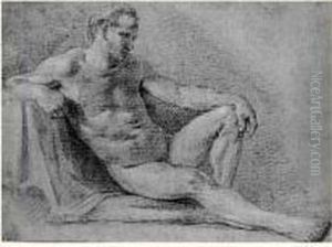Academie D'homme Assis Au Sol Et Accoude by Noel Halle