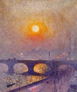Sunset over Waterloo Bridge by Emil Claus