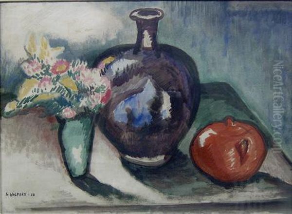 Still Life With Flowers, Apple And Vase - view 1