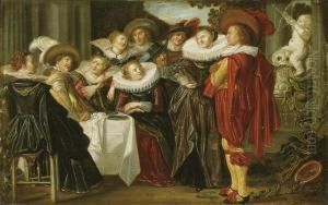 Une Compagnie Elegante Dejeunant Sur Une Terrasse by Dirck Hals