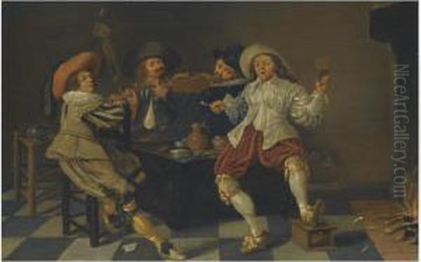 An Interior With Cavaliers Playing Music - view 1