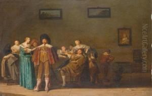 Interior With Fine Company. by Dirck Hals
