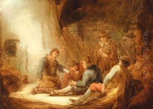 Soldiers playing cards in a grotto by Benjamin Gerritsz. Cuyp