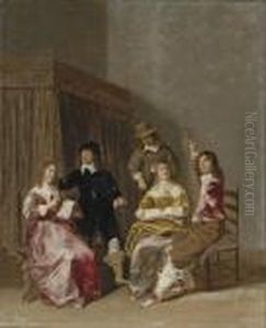A Merry Company Making Music In An Interior by Dirck Hals