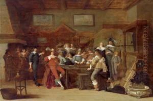 Societa Elegante In Una Sala