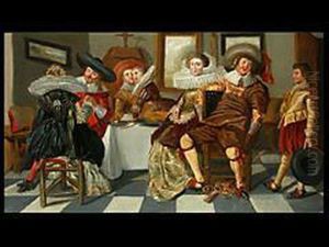 Interieur Mit Paaren Am Tisch by Dirck Hals