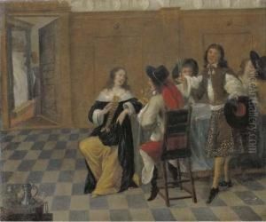 Merry Company Drinking In An Interior by Dirck Hals