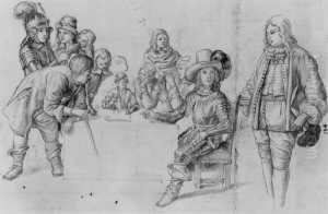 Um Einen Tisch Gruppierte Gesellschaft. by Dirck Hals