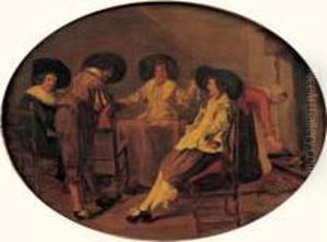 Reunion De Fumeurs Pres D'une Cheminee by Dirck Hals