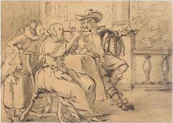 Conversation Piece With Lady And Telescope - view 1