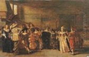 Elegant Company Making Music In An Interior by Dirck Hals