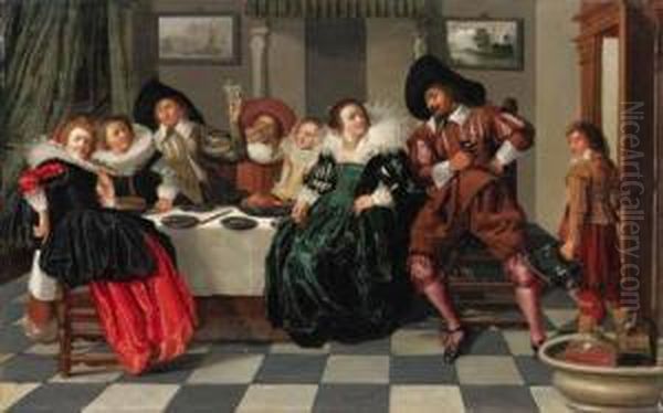 Elegant Company At Table In An Interior - view 1