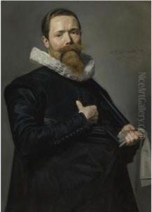 Portrait Of A Man Holding A Pair Of Gloves by Frans Hals