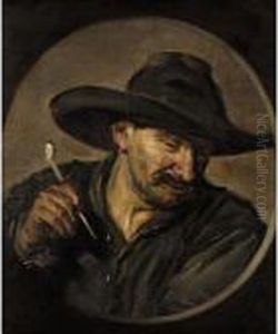 A Man In A Hat, Holding A Pipe by Frans Hals